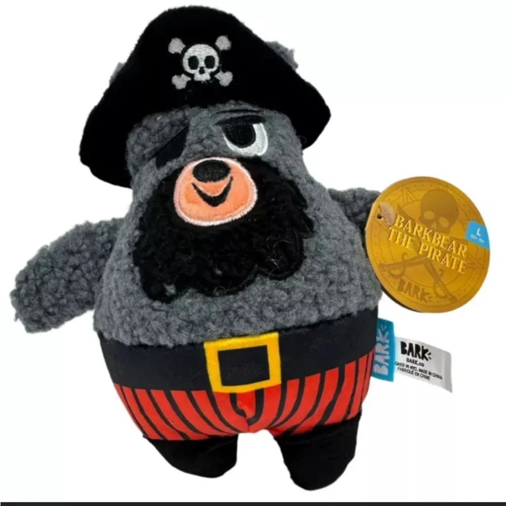 Bark The Dread Pirate Black Bear-D Dog Plush Squeak Toy, size L